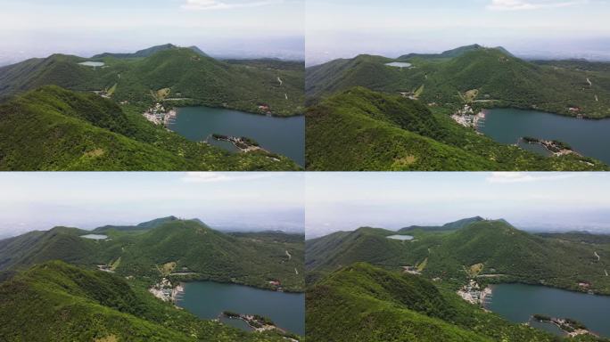 无人机拍摄的赤城山，群马县，日本