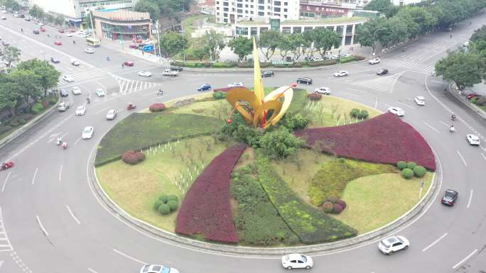 航拍永川地标，一转盘二转盘道路航拍