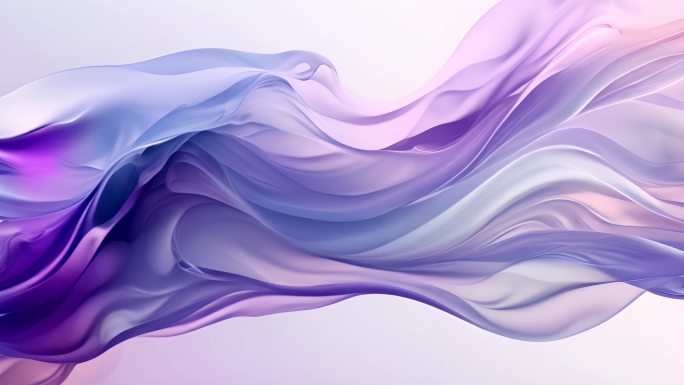 紫色漂浮丝绸，唯美科技动画广告背景