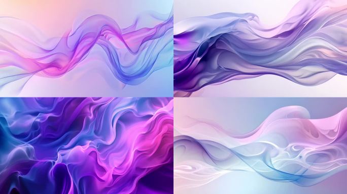 紫色漂浮丝绸，唯美科技动画广告背景