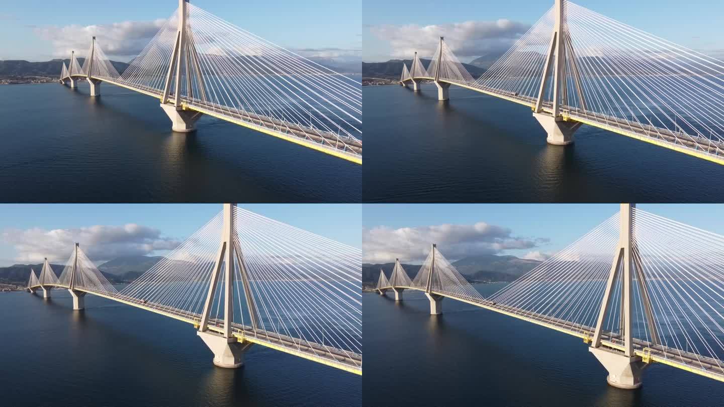 里约-安提里奥大桥航拍视频，正式名称为希腊查里拉奥斯特里库皮斯大桥