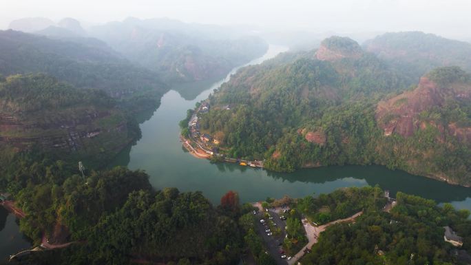 韶关丹霞山锦江风光山水风景航拍