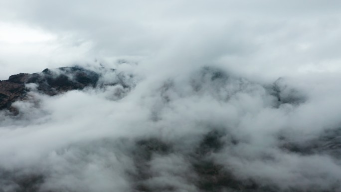 航拍泰山山顶风景风景区云海