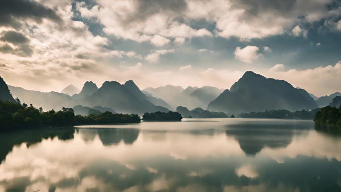 桂林山水水墨画中国山水视频素材