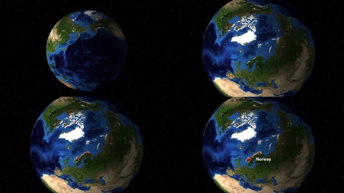 旋转的地球展示挪威。