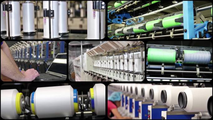 纺织工业-多屏幕视频蒙太奇