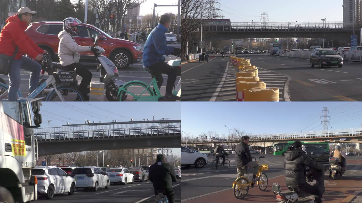 骑车城市上班族忙碌街道马路北京生活交通