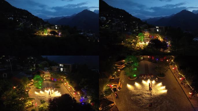 云南怒江老姆登之夜景4K航拍素材