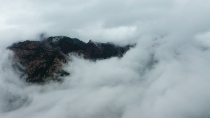 航拍泰山山顶风景风景区云海