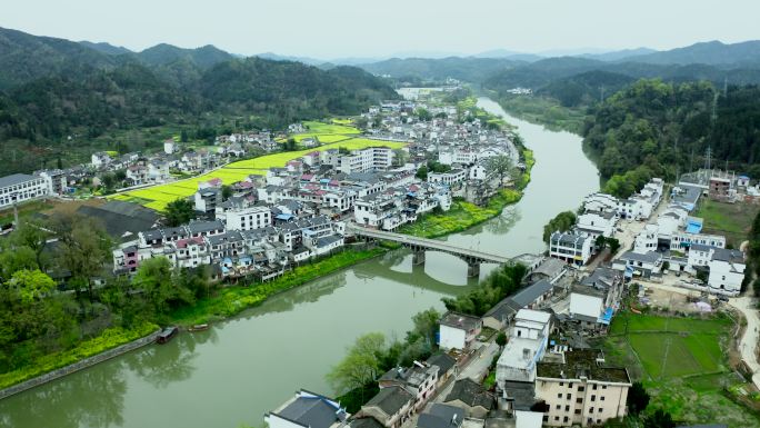 春天安徽皖南徽州祁门古村落徽派山区美丽