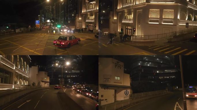 香港城市街道车辆夜景