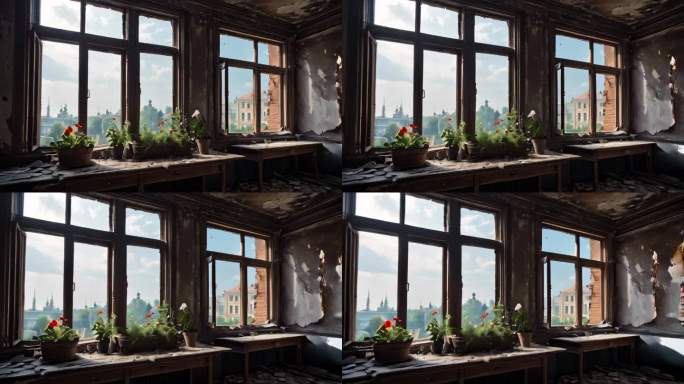 废墟环境背景室内窗户意境3