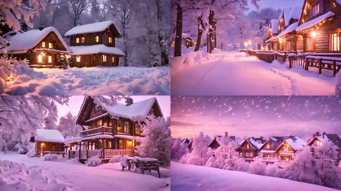 冬季房屋下雪积雪视频素材