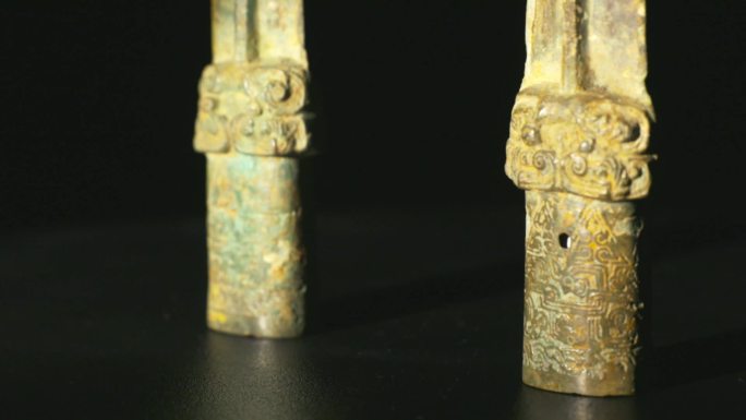 兽面纹铜矛特写镜头 青铜文物C026