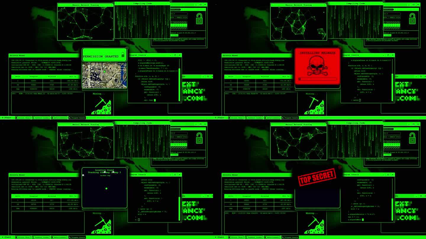 网络黑客攻击并破坏屏幕上的计算机安全
