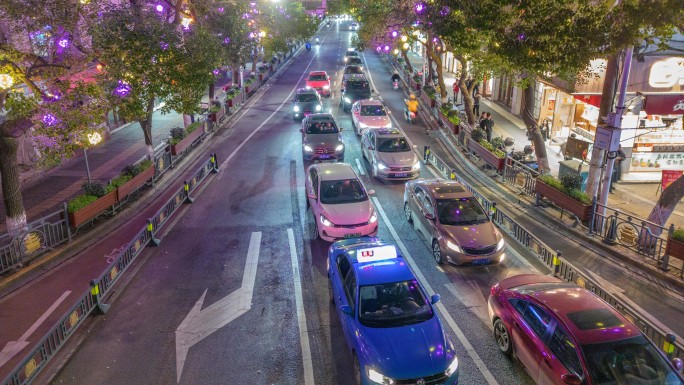 南昌中山路灯光车流夜景