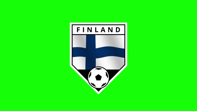 芬兰盾形足球徽章，旗帜飘扬