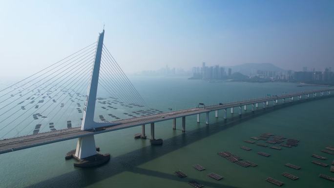 深圳湾公路大桥跨海大桥建筑风光海景航拍