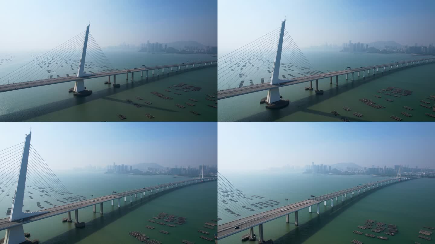 深圳湾公路大桥跨海大桥建筑风光海景航拍
