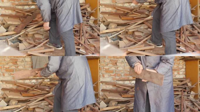 木制工匠挑选木材。