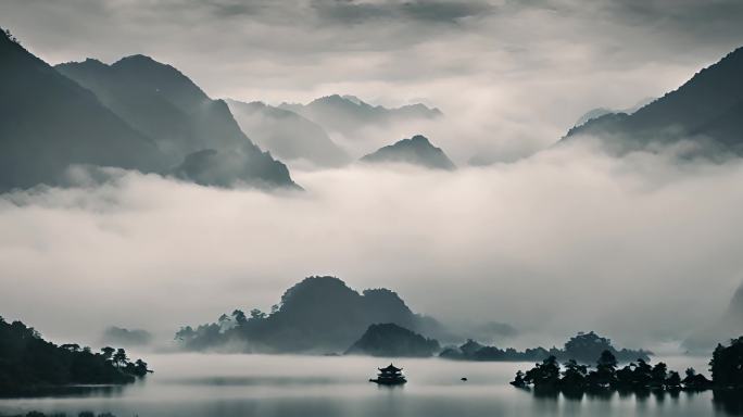 唯美意境大气古风山水古风水墨素材合集