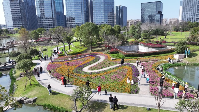 台州和合公园鲜花航拍