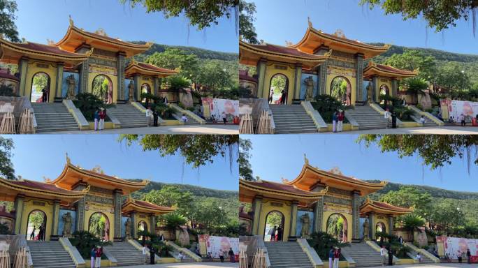 central entrance gate Ho Quoc Pagoda Buddhist temp