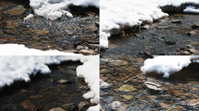 春天冰雪消融的河面