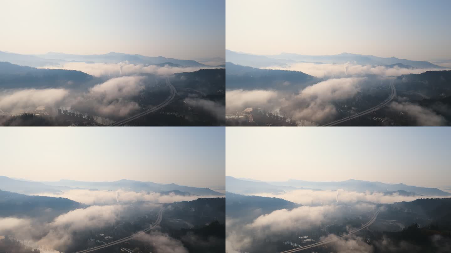 航拍清晨高山云雾
