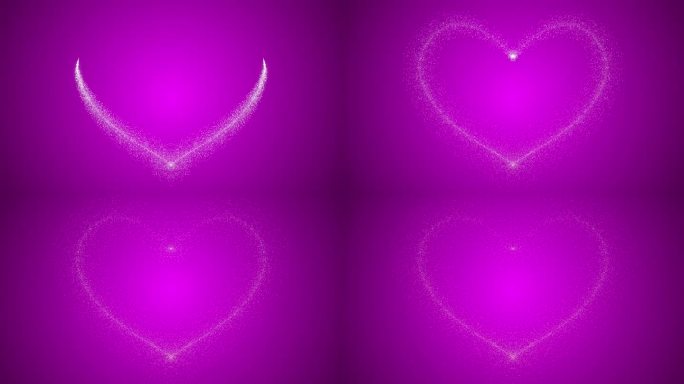 爱的心闪闪发光的烟花动画形状符号拍摄和消失在渐变的颜色背景粉白色