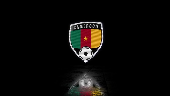 喀麦隆动画故障盾形足球或足球徽章