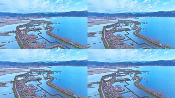 云南丽江拉市海湿地公园航拍
