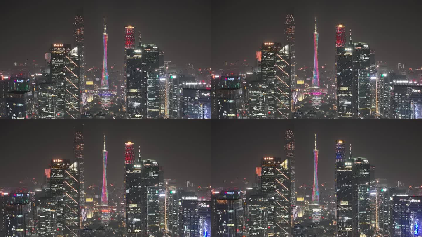 广州广州塔珠江新城CBD夜景航拍