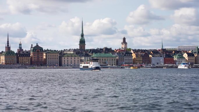 斯德哥尔摩海滨城市景观。瑞典首都，瑞典的旅游景点和地标。