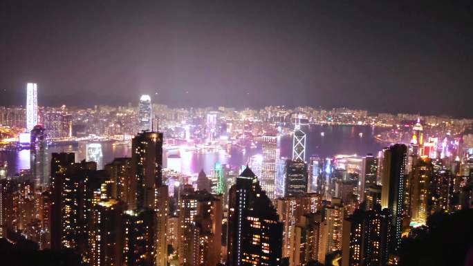 香港维港夜晚夜景风光