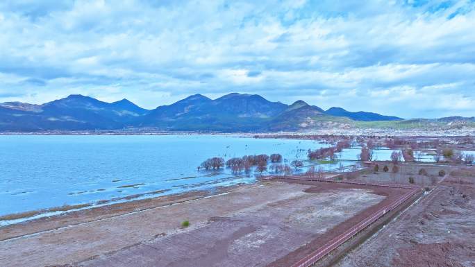 云南丽江拉市海湿地公园航拍
