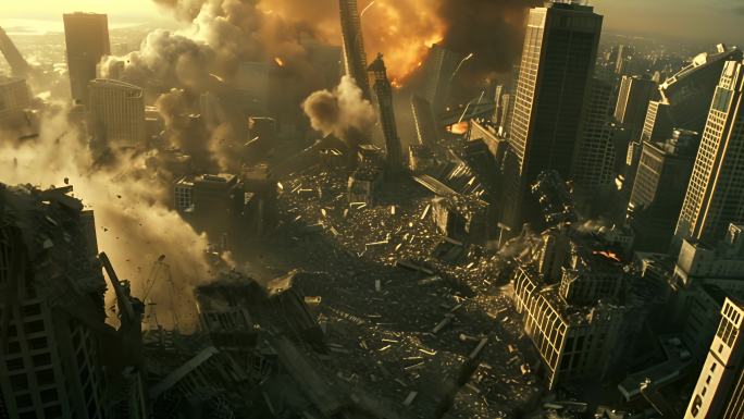 城市地震后的景象 世界末日画面