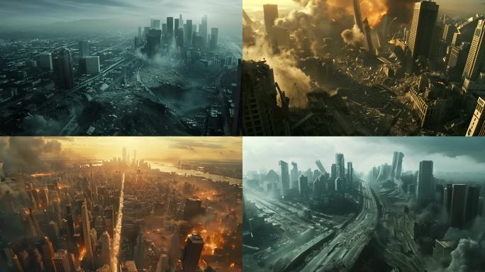 城市地震后的景象 世界末日画面