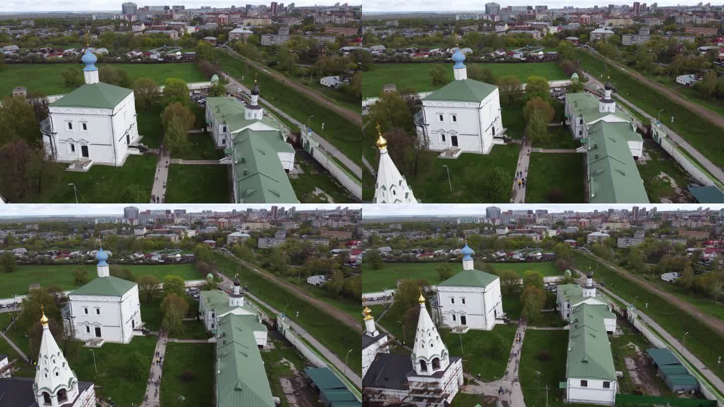 梁赞、俄罗斯。——2022年5月9日:梁赞克里姆林宫。航空摄影。俄罗斯中部的城市