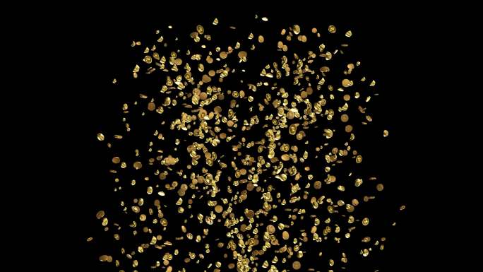 4K元宝金币粒子洒落喷出透明素材