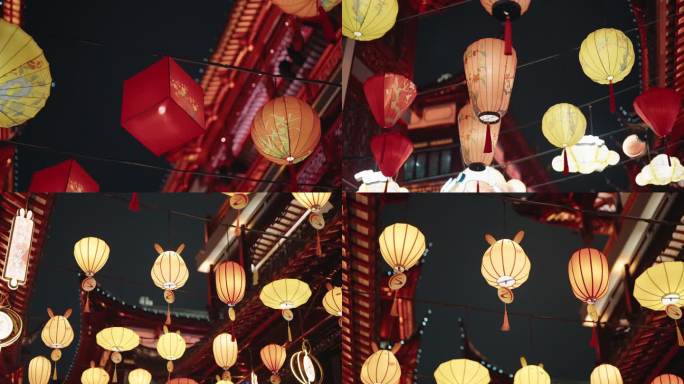 上海城隍庙古风灯笼视频素材
