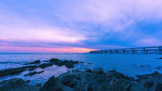 大连星海湾跨海大桥日落延时