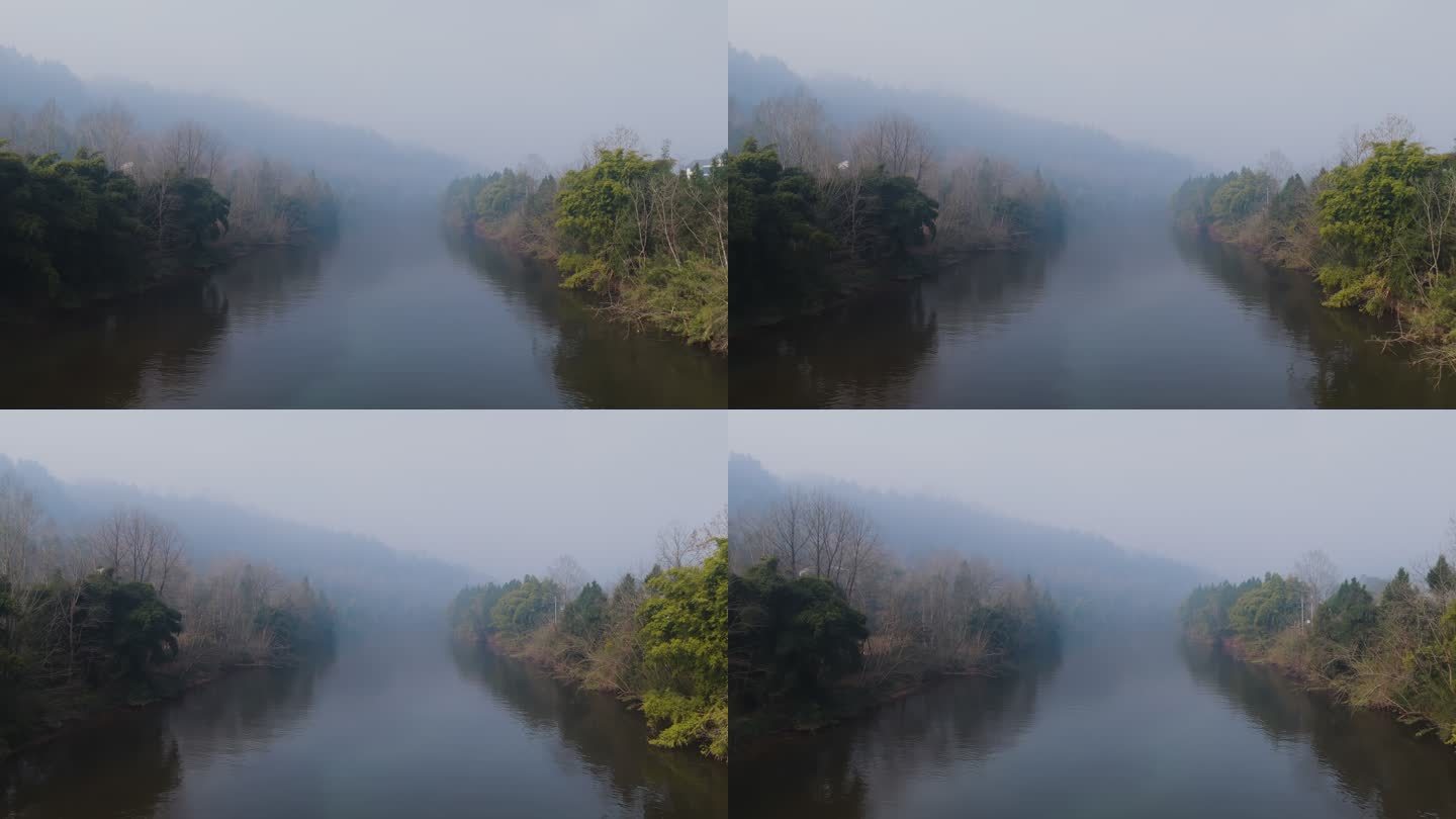 清晨河面薄雾