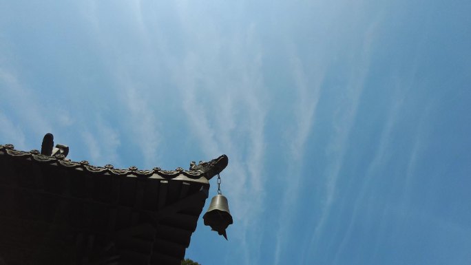 4K 实拍 龙岩古寺 寺庙 风铃 蓝天