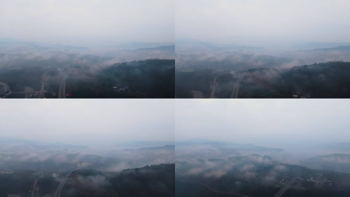 大山山脉清晨云雾