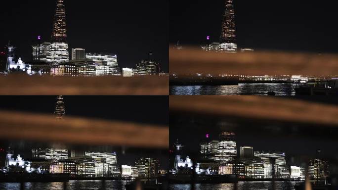 伦敦金融城与金融区夜景，伦敦市中心金融区著名摩天大楼夜景，伦敦莱顿霍尔街，伦敦碎片