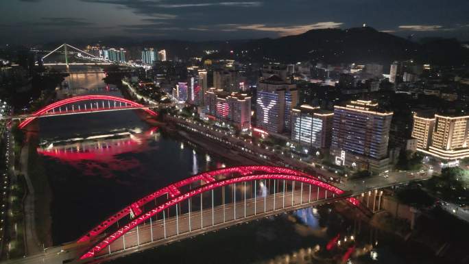 宜宾 夜景 航拍 南门桥 戎州桥 4k