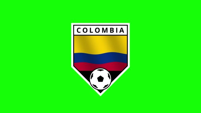 哥伦比亚盾形足球徽章与挥舞的旗帜