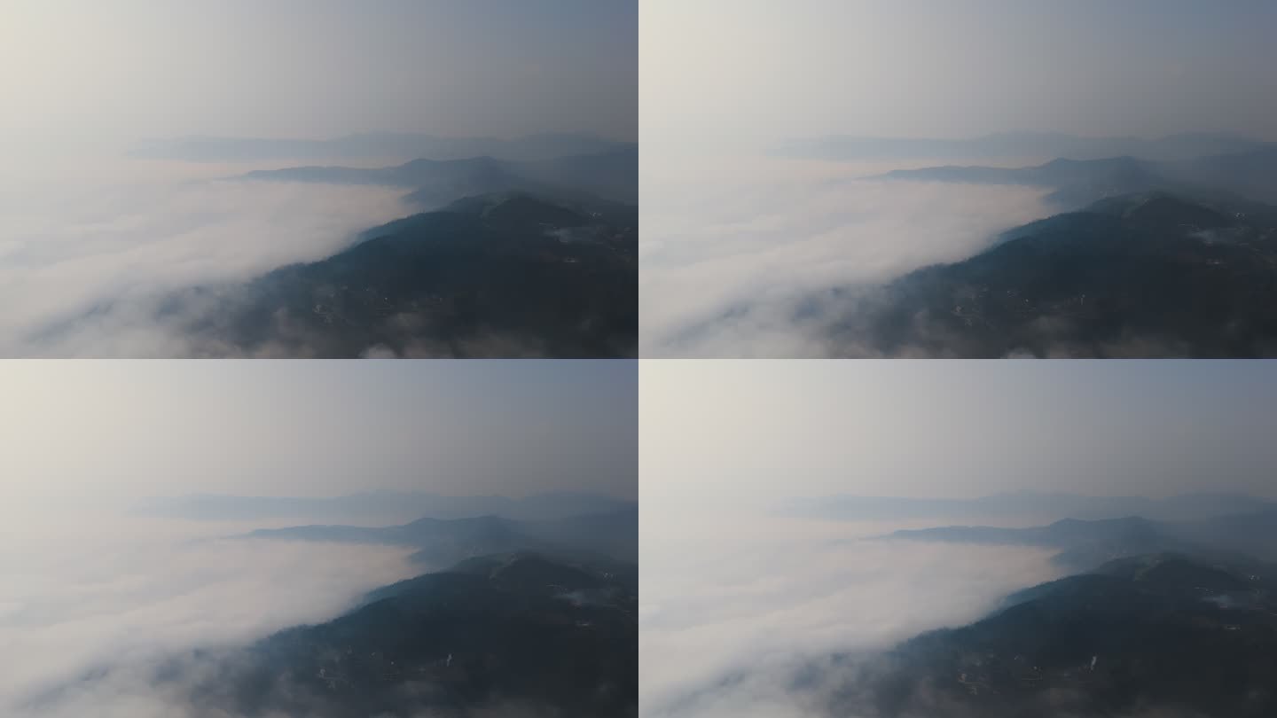 航拍朦胧神秘大山云雾