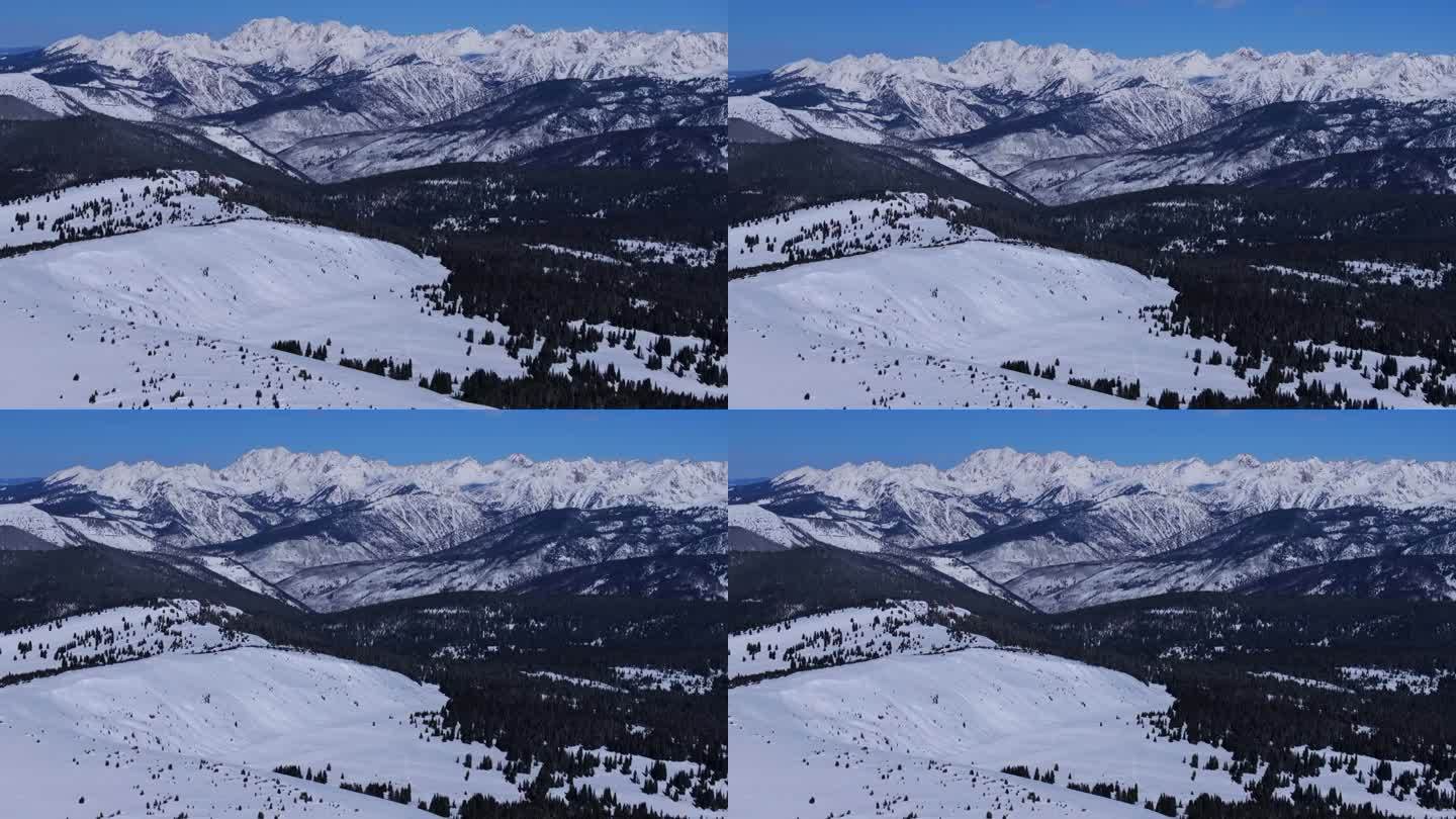 偏远地区冬季面纱通行证科罗拉多州航空无人机i70印第安山峰落基山脉景观雷鸟山阳光明媚的早晨蓝天清新的